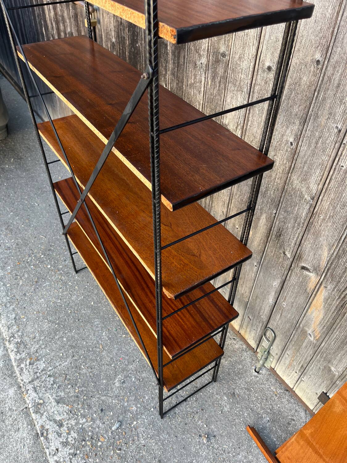String wood and metal shelf