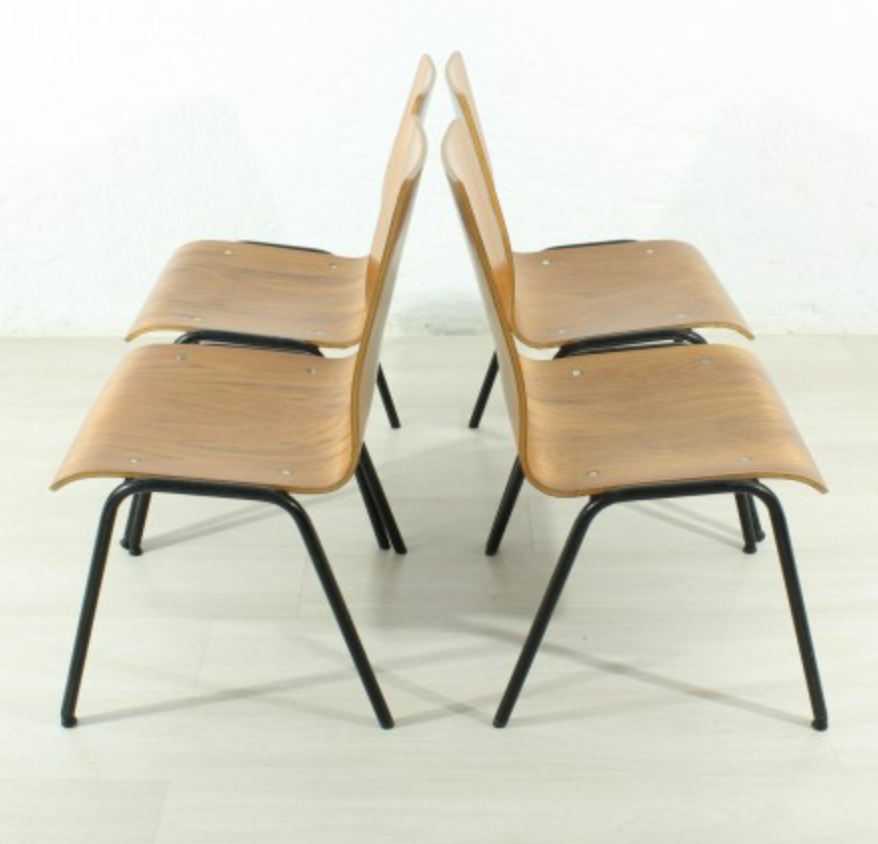 Set of 4 teak chairs from the 1960s