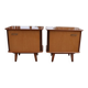 Pair of mid-century brown lacquered wooden bedside tables – 1950s, Czech Republic