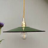 Vintage green enamelled sheet metal lampshade pendant light
