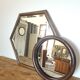 Miroir hexagonal bizeauté vintage 1970 78x68 cm