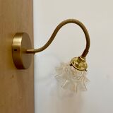 Wall lamp flexible cable tulip vintage amber glass