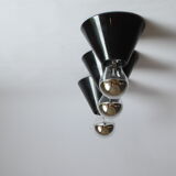 Black cone ceiling lights "Jolly" by Bruno Celupica for Tronconi, Italy 1970s, set of three.