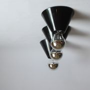 Black cone ceiling lights "Jolly" by Bruno Celupica for Tronconi, Italy 1970s, set of three.