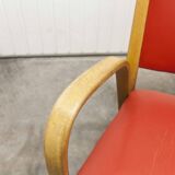 Bow wood armchair by Hugues Steiner 1960 red