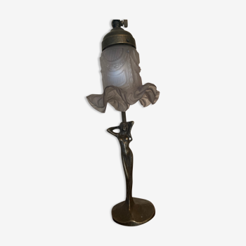 Bronze statuette lamp art deco style