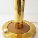 Chic living room lamp golden brass & faux leather 1970 adjustable height 70s 70'