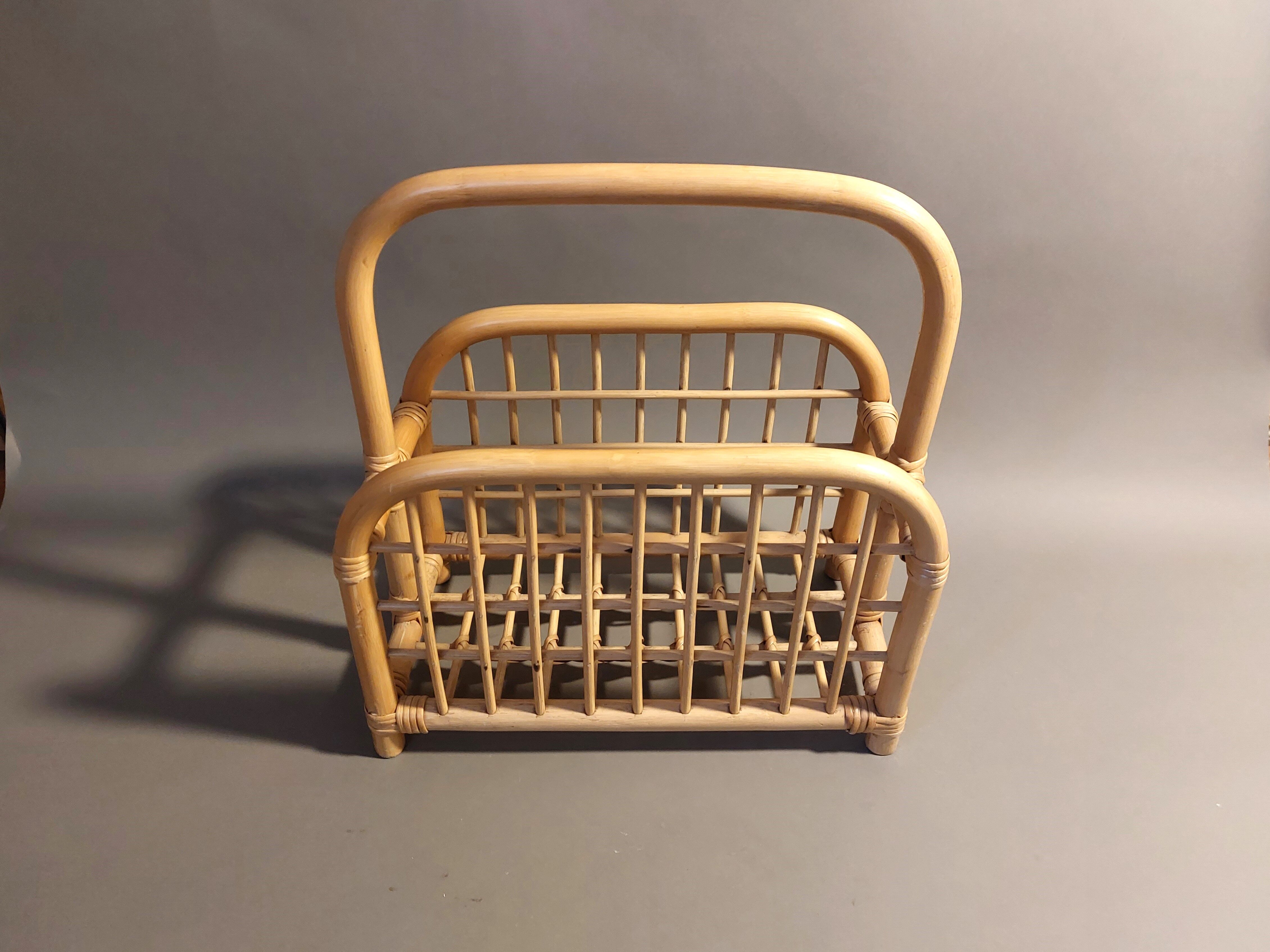 Vintage rattan magazine holder