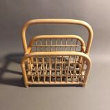 Vintage rattan magazine holder