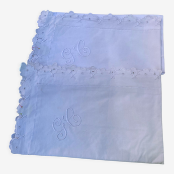 Set of gc embroidered pillowcases