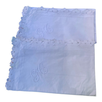 Set of gc embroidered pillowcases