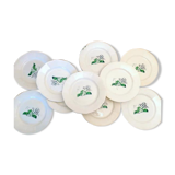 10 flat plates in Earthenware Digoin Bayeux Model, mountain chalet / naïve