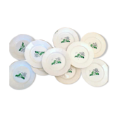 10 flat plates in Earthenware Digoin Bayeux Model, mountain chalet / naïve