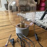 Pink glass lamp and cement as new