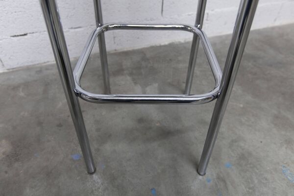Tabouret 1960 chrome et skaï noir h82.5cm