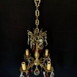 4 bronze lights and tassels chandelier