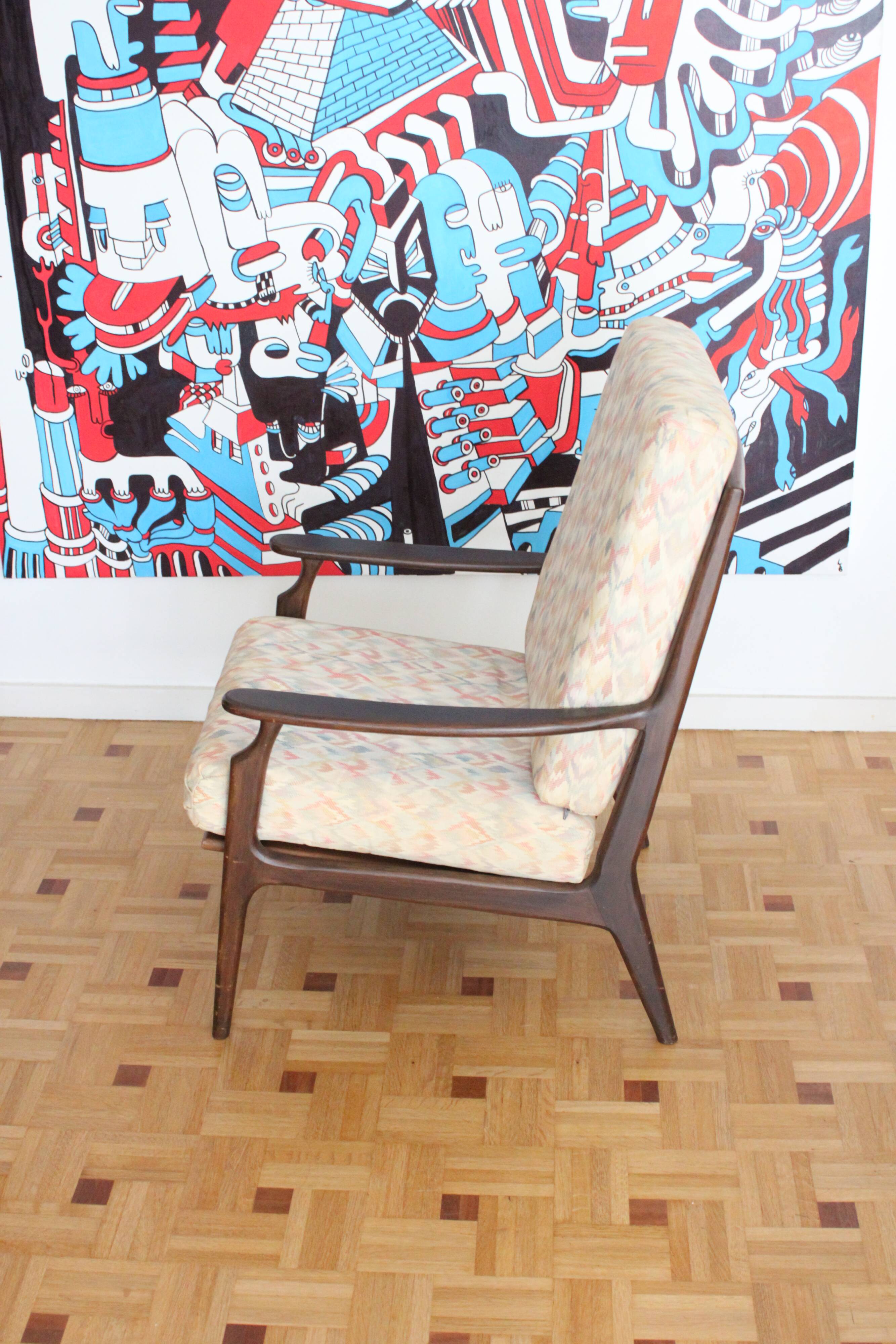 Fauteuil relax vintage en bois de style scandinave, 1950