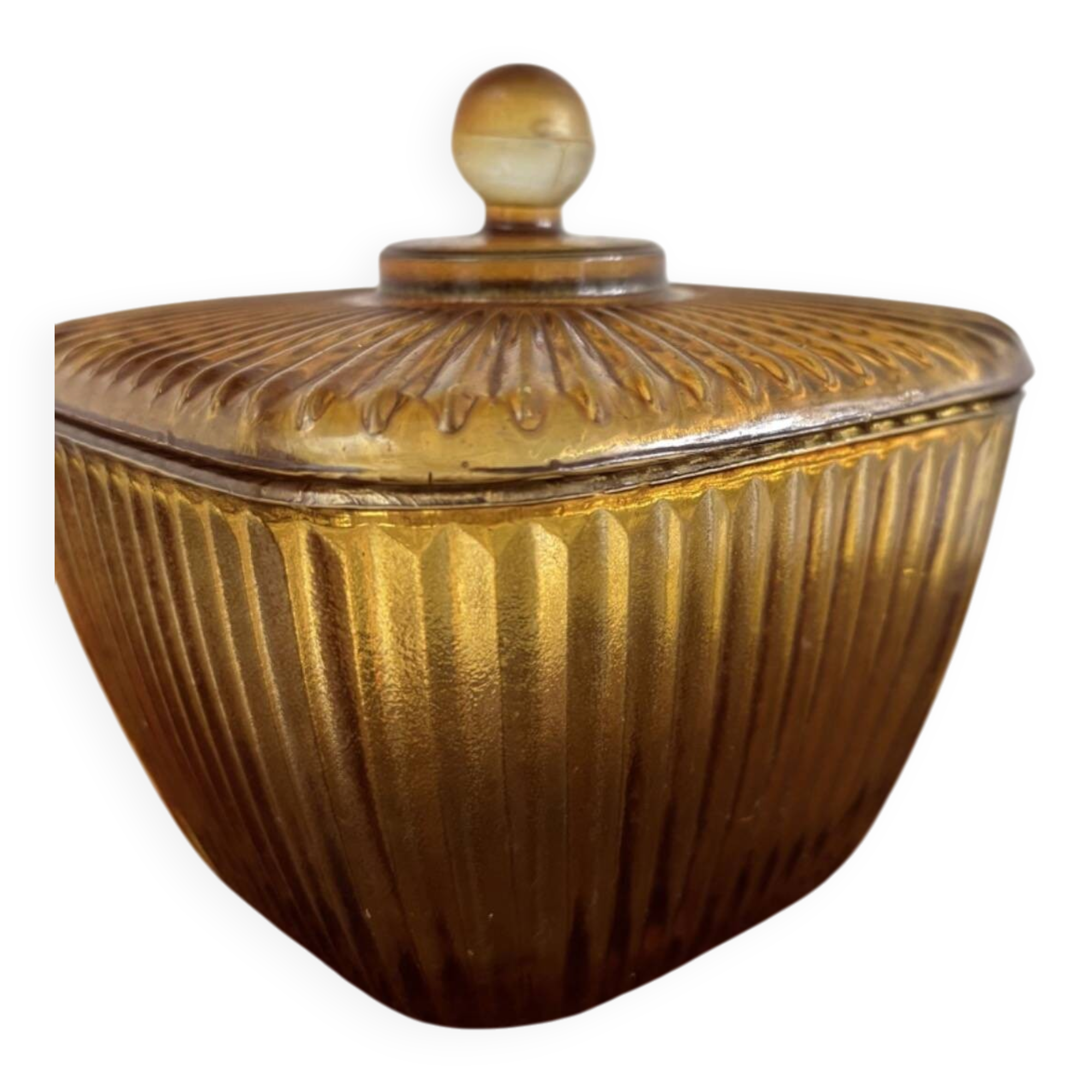 Amber glass bonbonnière