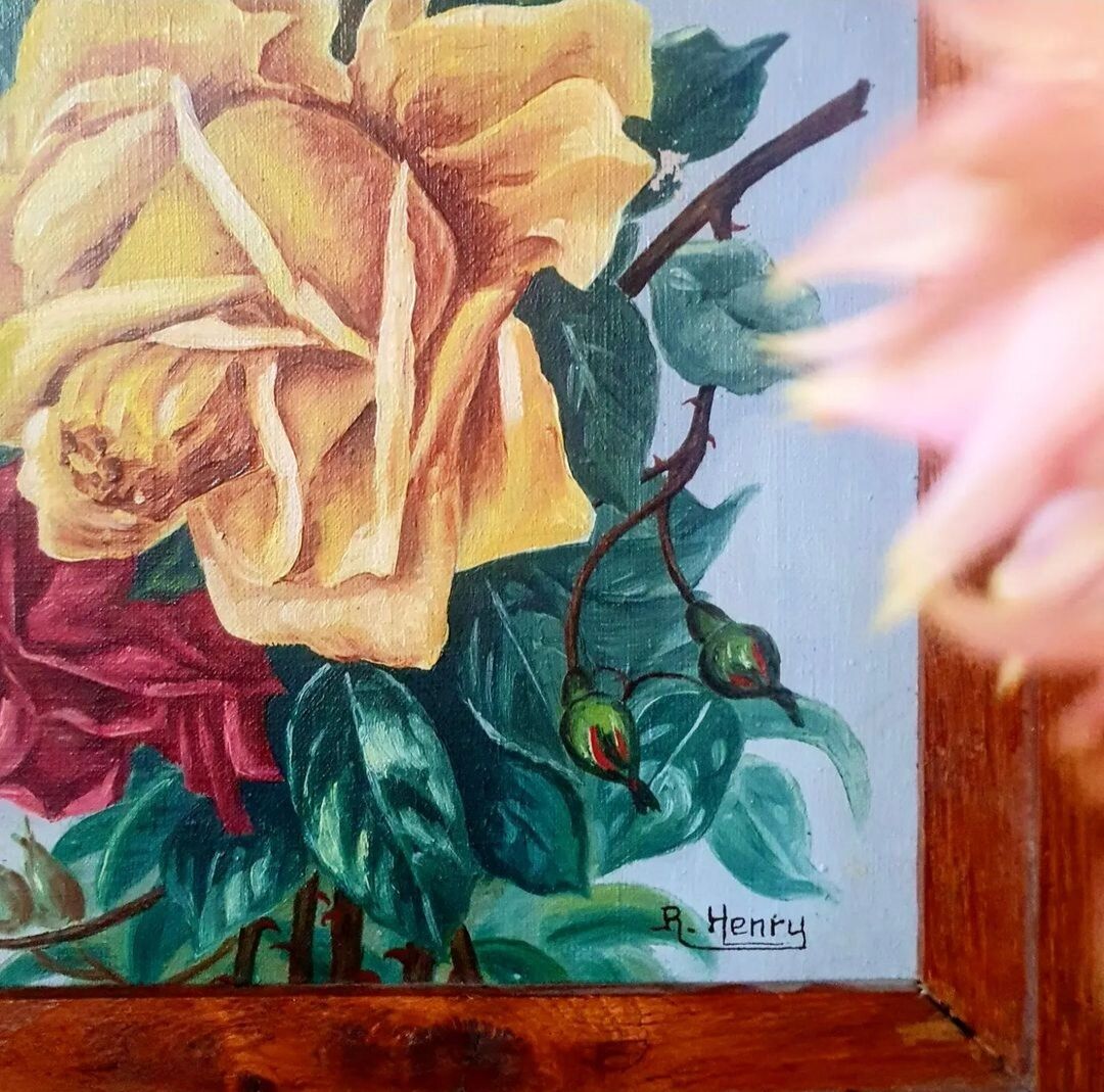 Roses, signed oil painting