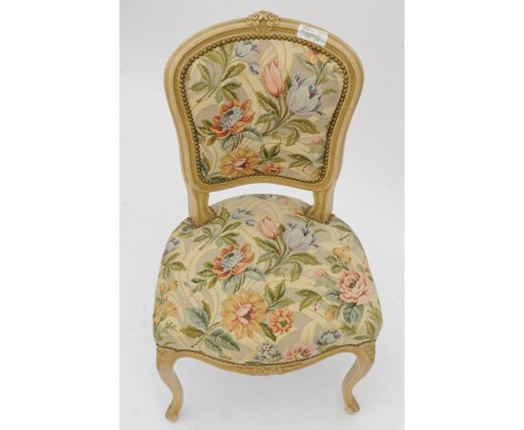 Chaise tapisserie fleurs de style Louis XV | Selency