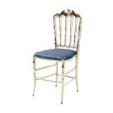 Italian Chiavari brass & blue velvet chair, 1950s