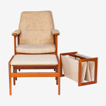 Danish teak armchair & stool from OD Møbler, 1960s