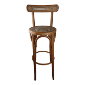 Tabouret de bar cannée et bois courbé