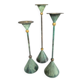 Postmodern metal candlestick trio