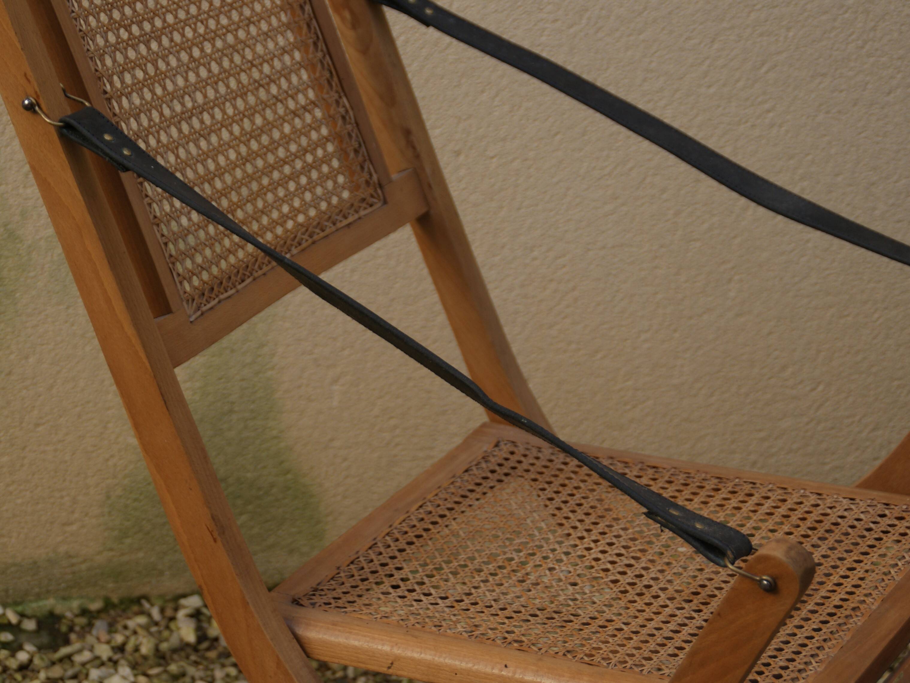 19th-century caned chaise longue in colonial style