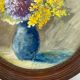 Old painting, still life with mimosas, signed, 60s/80s
