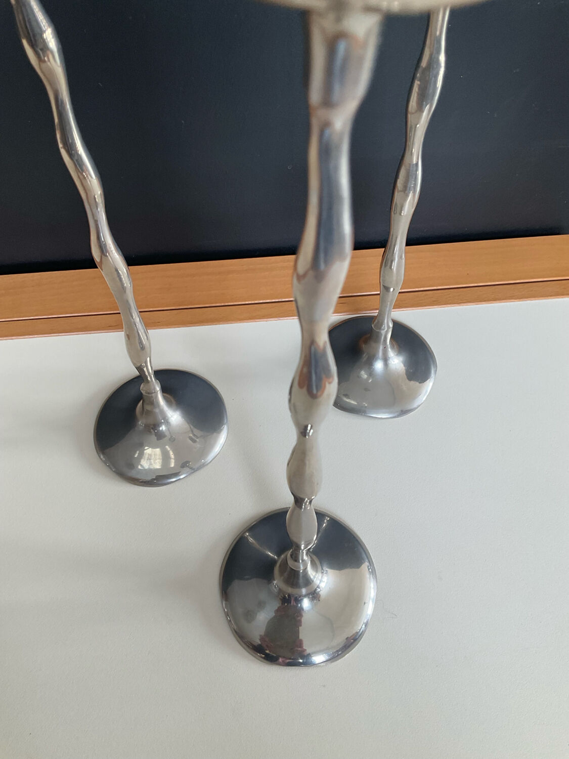 Vintage silver-plated candle holder trio
