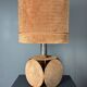 Midcentury XL ( 82 cm ) imposing terracotta suede table lamp. 1970s