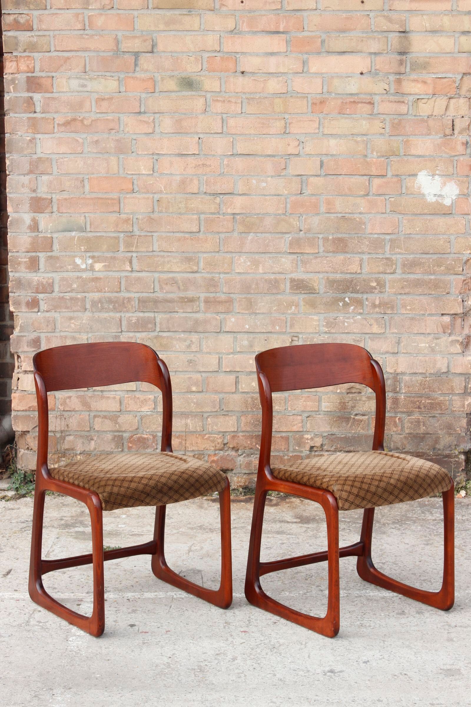 Pair of sleigh chairs by baumann, france circa 1960