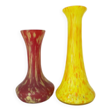 Ensemble de deux vases en verre marmoréen