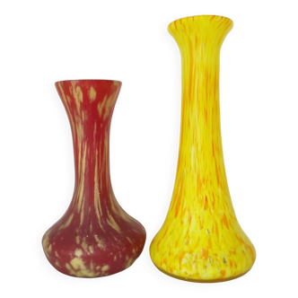 Set of two marmoreal glass vases