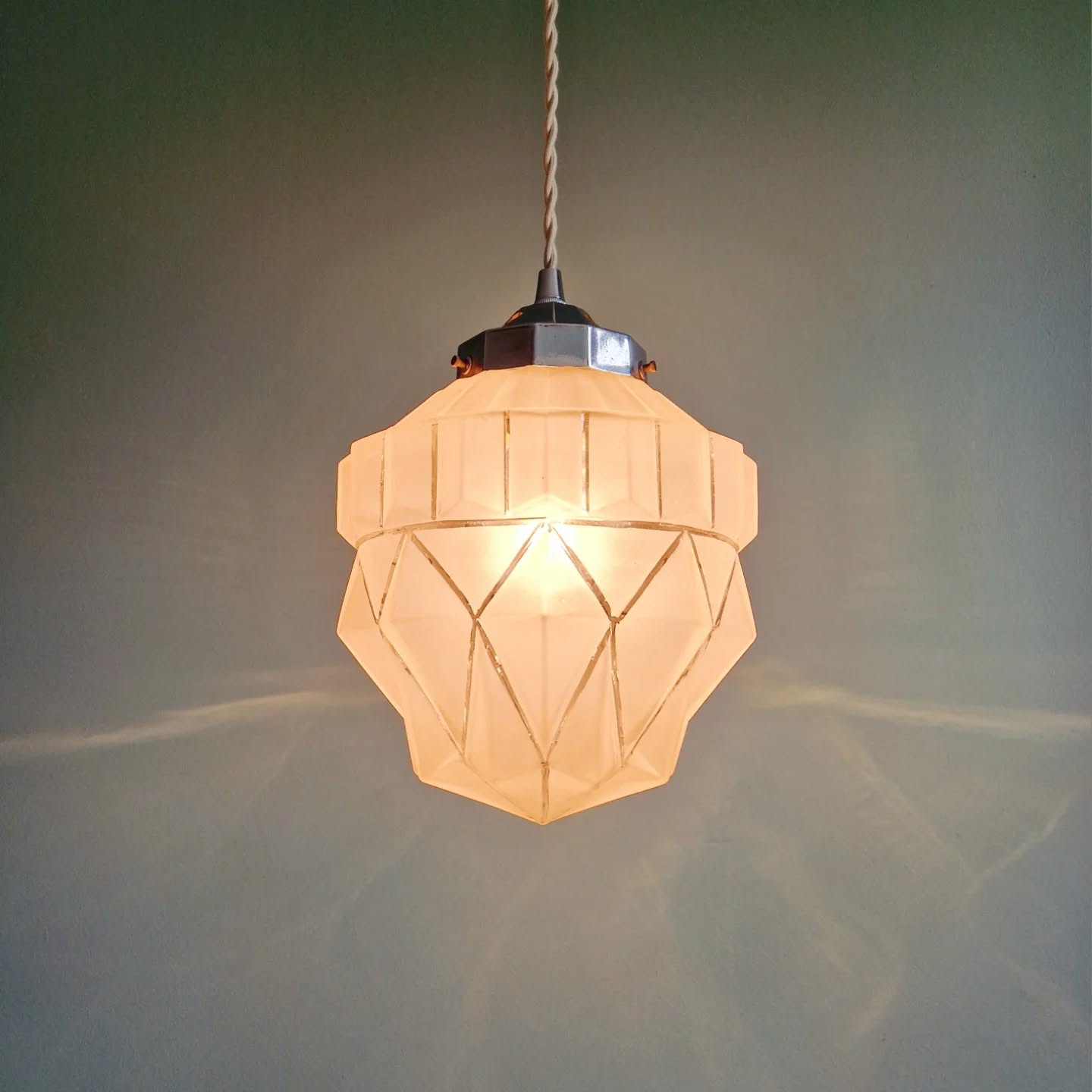 Art Deco frosted glass pendant, 1920s-30s