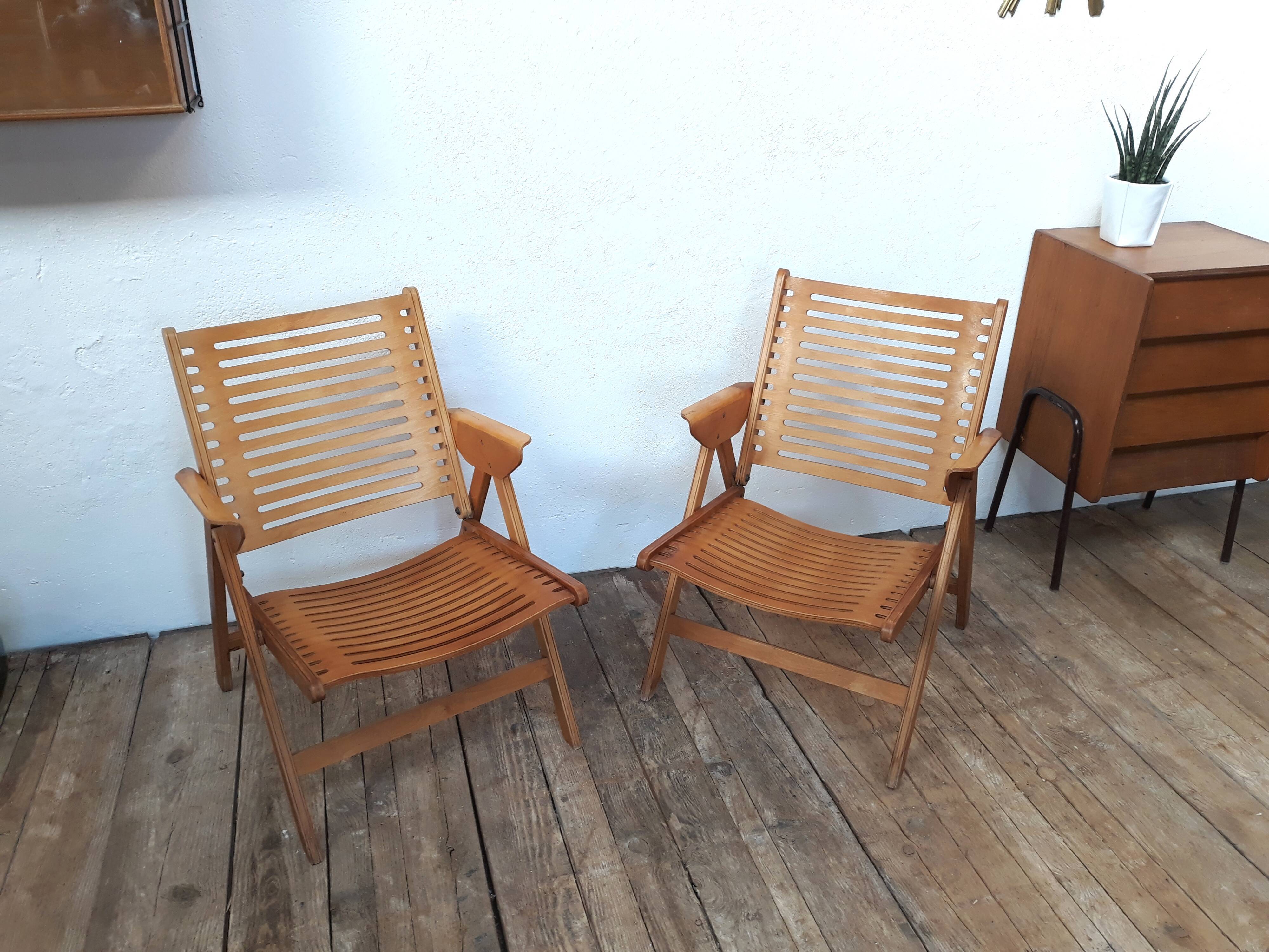 2 folding chairs vintage Rex lounge by Niko Kralj design