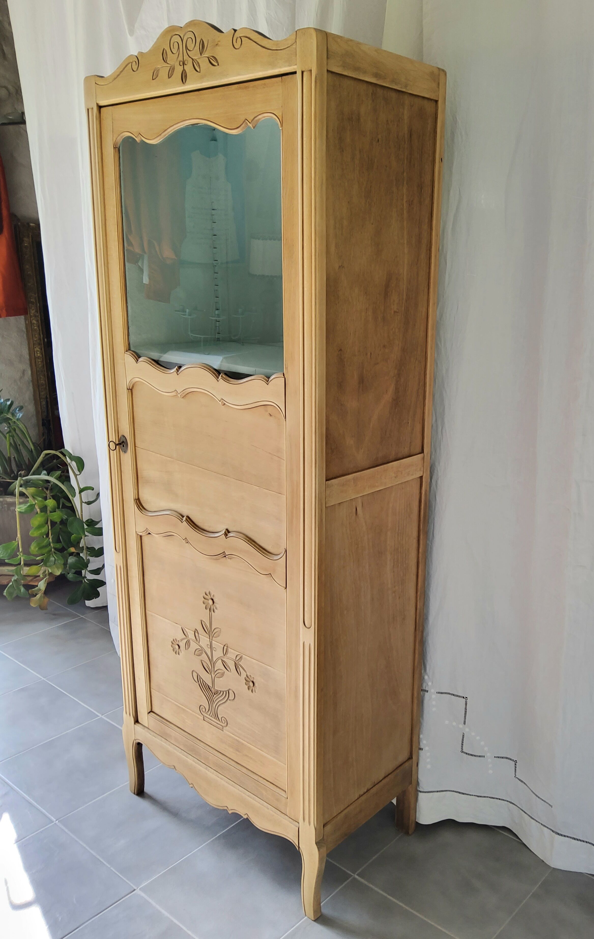 Carved and glazed wardrobe