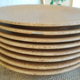 Set of 8 flat plates in Chantilly Longchamp sandstone France vintage