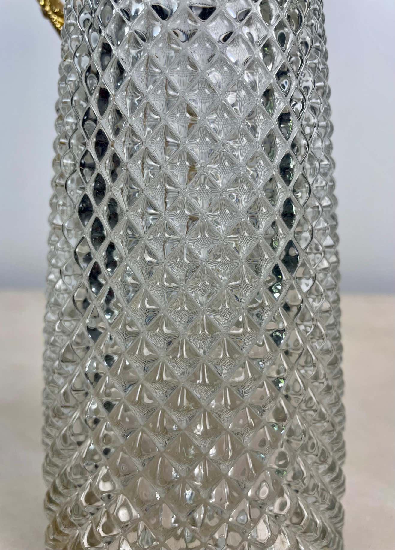 Crystal ewer with diamond tip and gilded metal - decanter - Italy 1930 - Art Deco