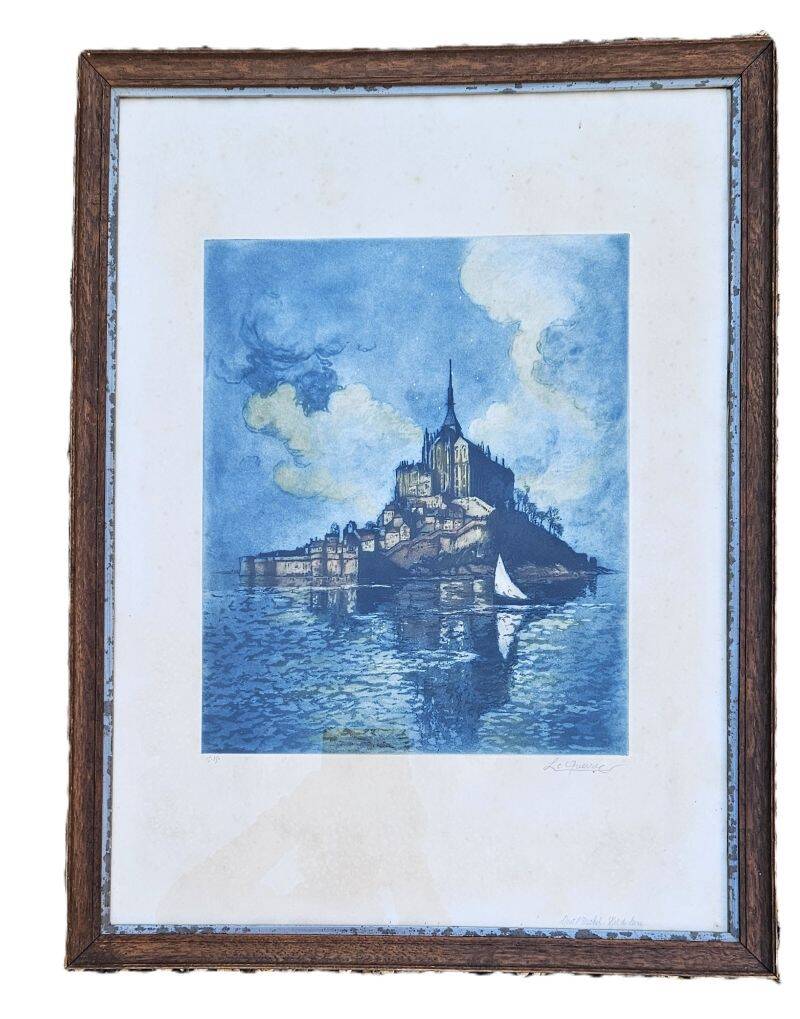 Le Querrec Lithograph Moonlight Effect on Mont Saint Michel 15/350