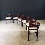 Mid-Century Modern Curved Dining Chairs, Italy, 1970s, Set of 6