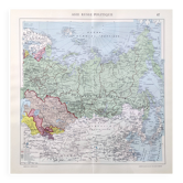 Vintage map Asia USSR Japan 43x43cm from 1950