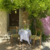 2 chairs in yellow wood fabric pierre frey