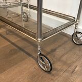 Silver brass rolling table with removable trays