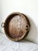 Large antique Italian wooden tray with brass handles.