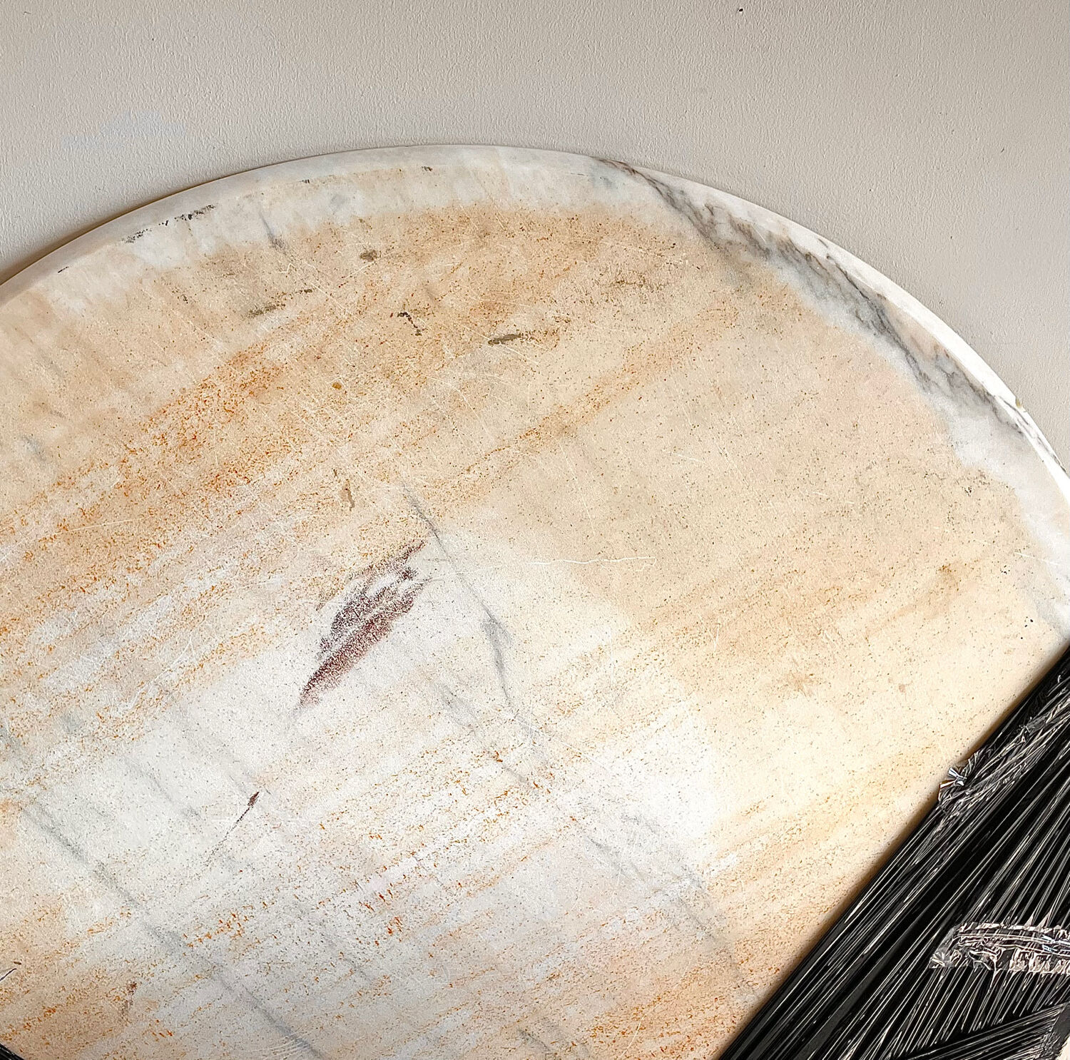 Marble and rosewood round dining table
