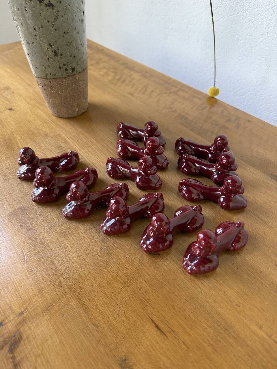 Red poodle ceramic knife holder