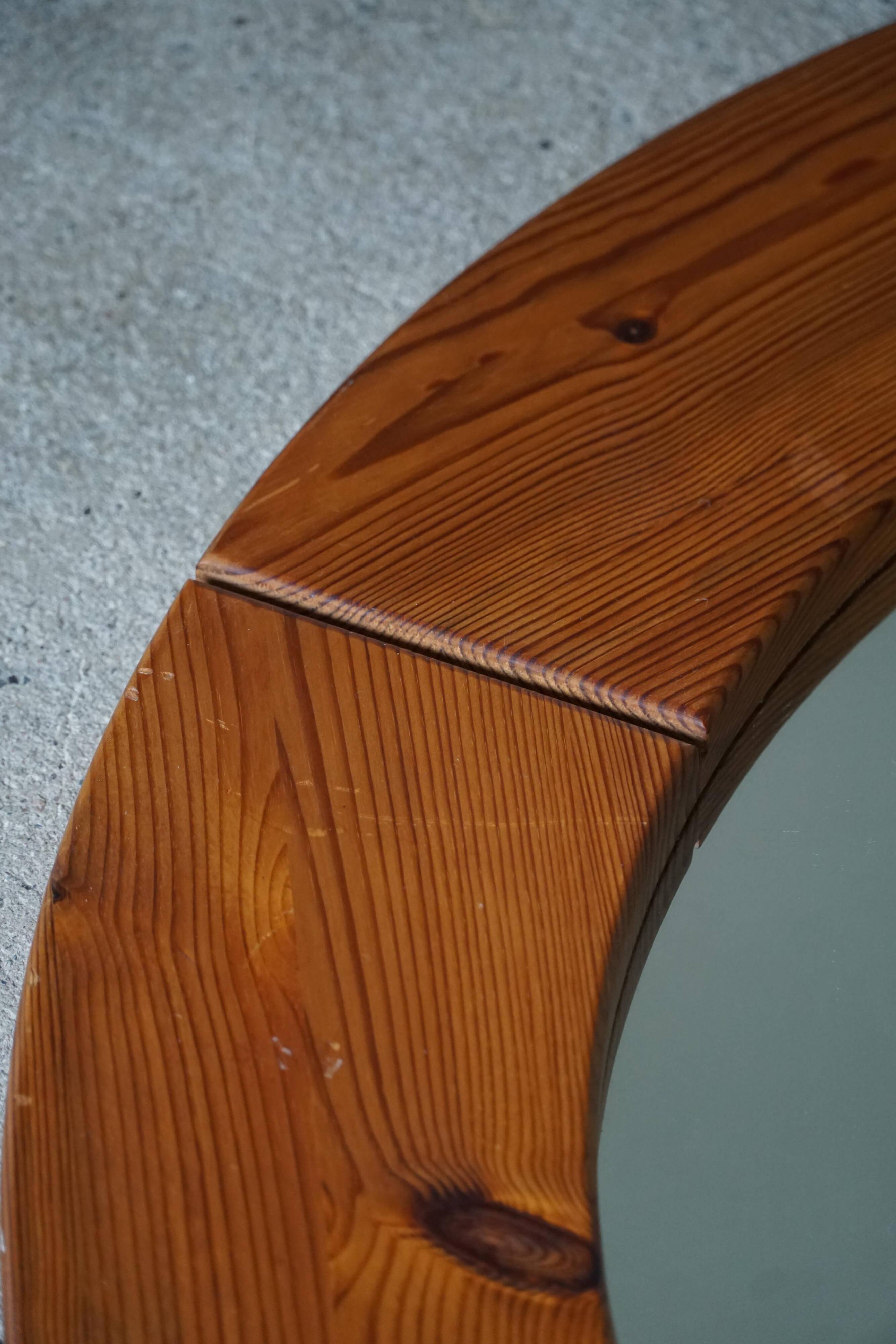 Wall mirror in solid pine by Glasmäster Markaryd, Sweden, 1960s.