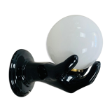 Black and opaline ceramic hand lamp